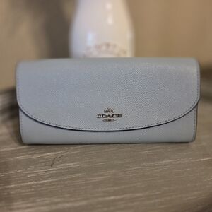 Coach Light Blue Leather Wallet
